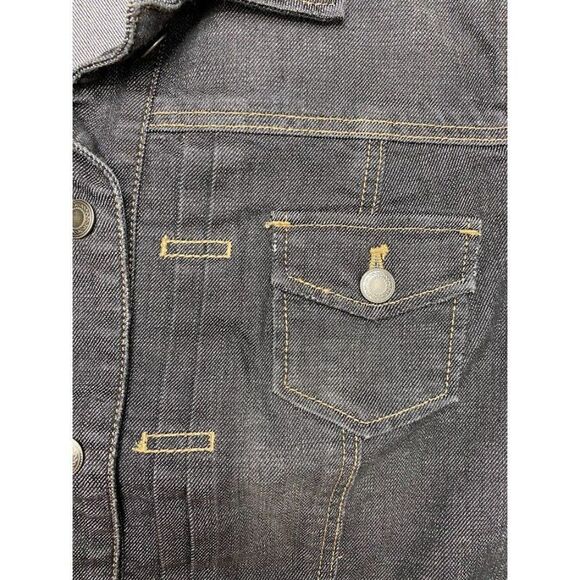 Chicos Platinum Dark Wash Denim‎ Jean Jacket Pleated Sz 2 Large 12 - Picture 7 of 8